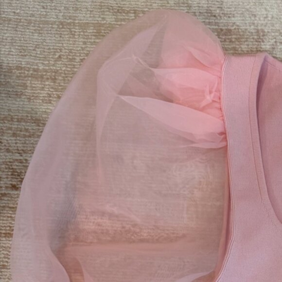 Alice + Olivia Abella Puff Sleeve Pink Top, Size S NWT - Picture 3 of 4